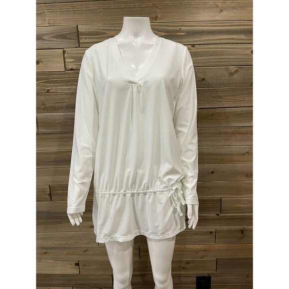 Athleta Wick-It Swimsuit Bathing Suit Coverup Medium White Long Sleeve 581751 - Picture 1 of 8